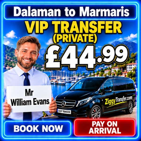 Dalaman Airport Taxi to Grand Yazıcı Club Turban Thermal Hotel private transfer Marmaris