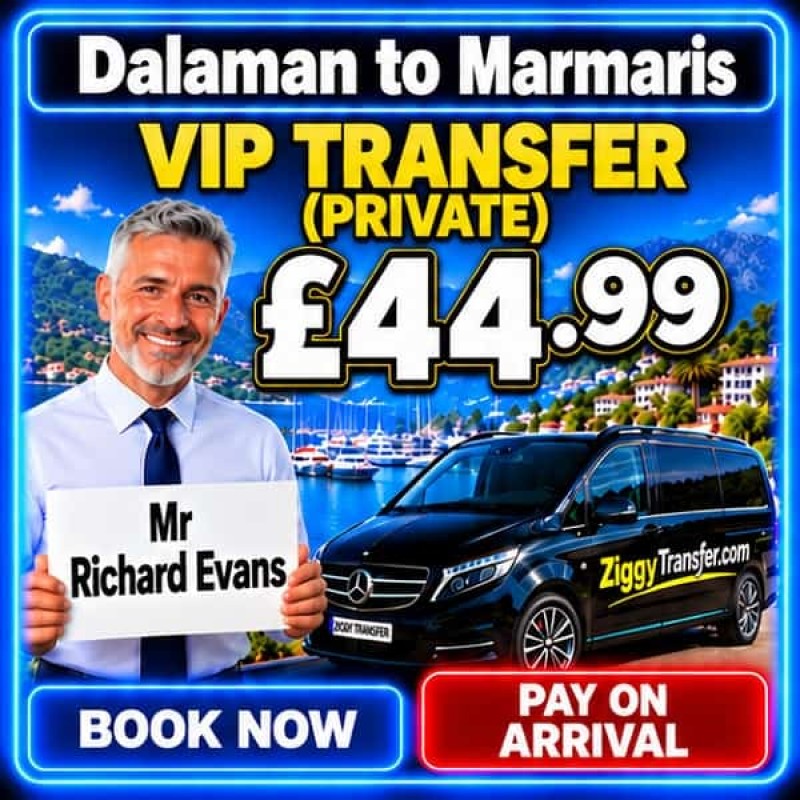 Dalaman Airport Taxi to Pineta Park Deluxe Hotel private transfer Marmaris