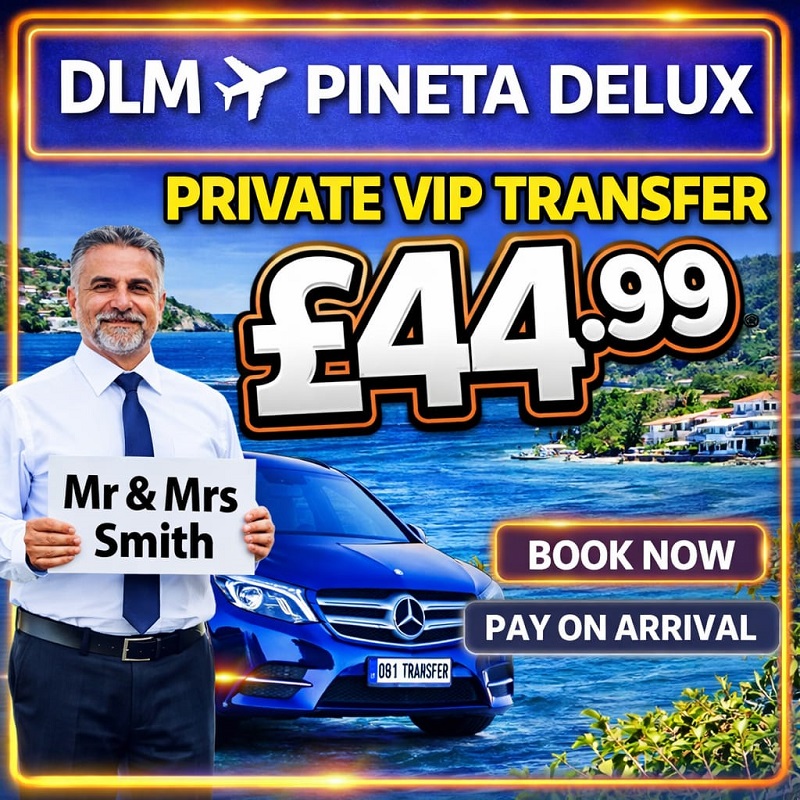 Dalaman Airport to Marmaris Pineta Delux Hotel taxi transfer service Dalaman taxi to Marmaris Pineta Delux Hotel private transfer