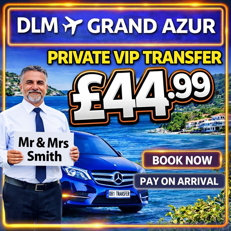 Dalaman taxi to Marmaris TUI Blue Grand Azur Hotel private transfer