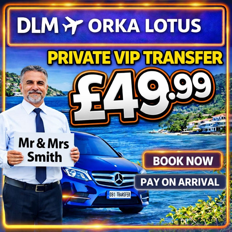 Dalaman taxi to Icmeler Orka Lotus Beach Hotel private transfer