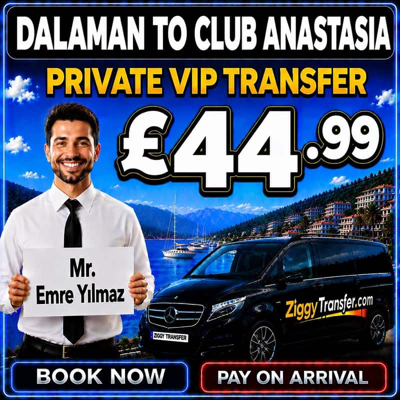 Dalaman Taxi to Club Anastasia Hotel Marmaris private transfer Marmaris