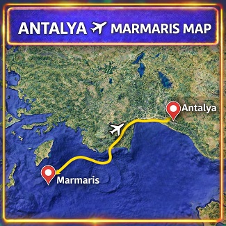 Antalya Airport taxi to Marmaris route map