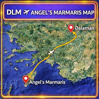 Dalaman taxi to Angels Marmaris Hotel route map
