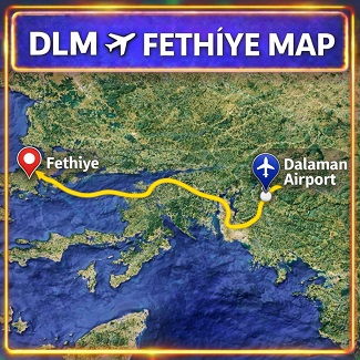 Dalaman taxi to Fethiye route map