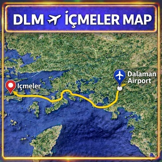 Dalaman taxi to Icmeler route map