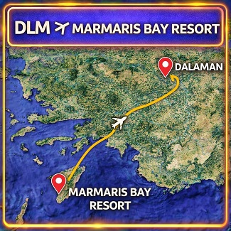 Dalaman taxi to Marmaris Bay Resort Hotel route map