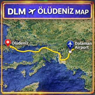 Dalaman taxi to Oludeniz route map