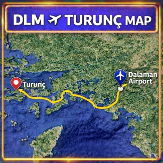 Dalaman taxi to Turunc route map