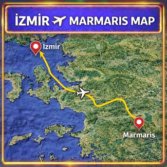 Izmir Airport taxi to Marmaris route map